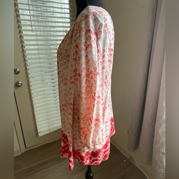 Orange and white peasant blouse - Picture 2 of 6